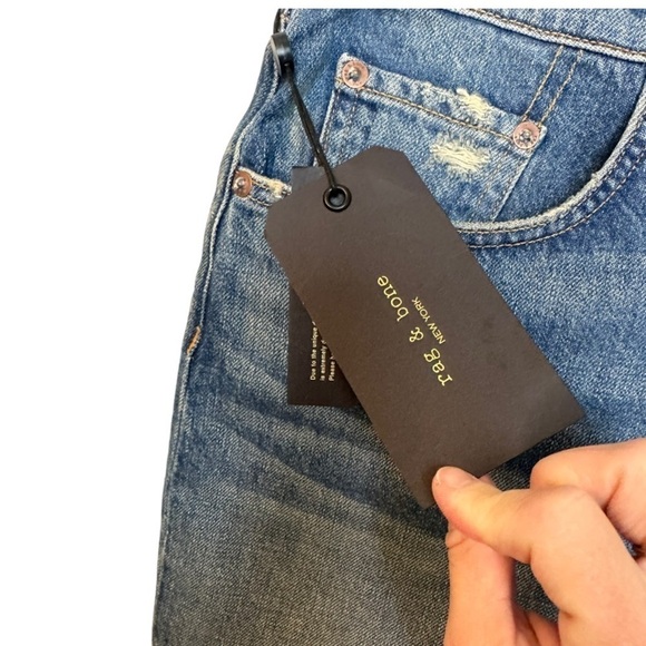 rag & bone Maya High-Rise Distressed Denim Shorts in Rochester 32 - Picture 4 of 9